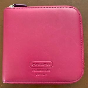 Coach Disc Holder Wallet Pink Leather